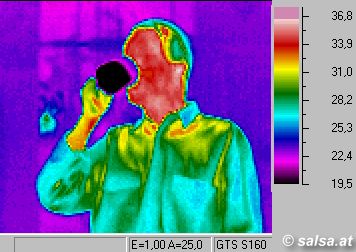 thermal image: heat radiation of somebody (me ;-) drinking a cold drink