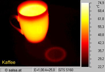 heat radiation of hot coffee (thermography / thermal picture)