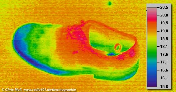thermal image: heat radiation of shoe